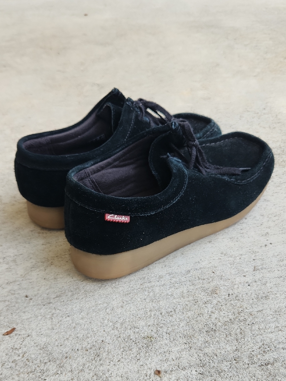 Clarks Originals Wallabee Womens Size 8.5 Black Suede Moccasin Lace Up Shoes
